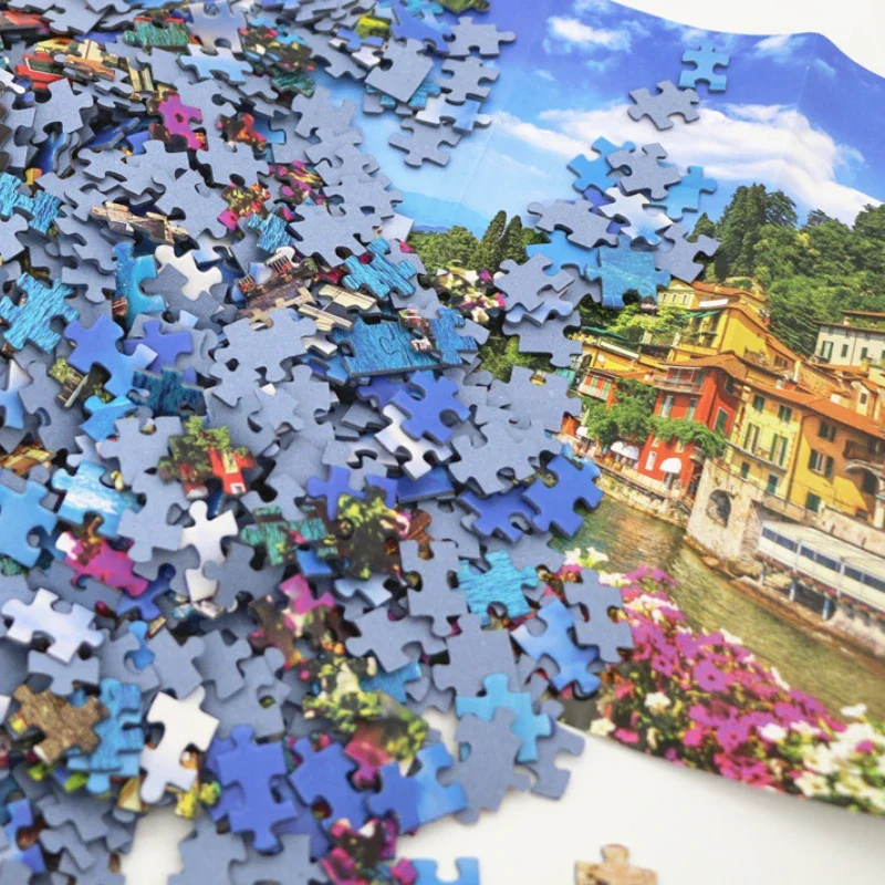 Hoge kwaliteit 69x51cm puzzel speelgoed blauwe kaart 1000 stukjes blauwe kaart warm huis volwassen gebouw landschap Praag olieverfschilderij puzzel