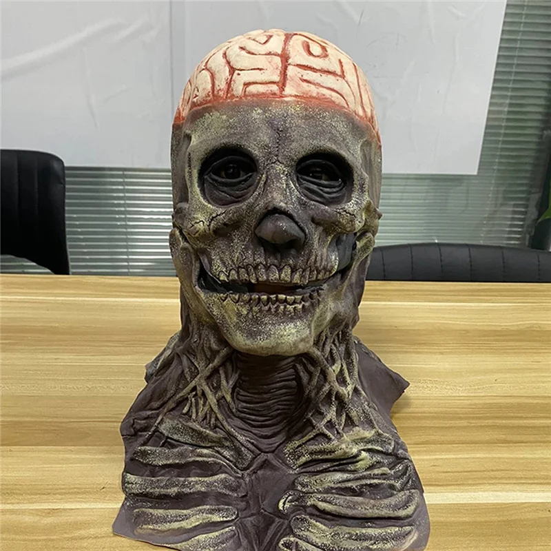 A04F-Latex Halloween Scary Mask Full Head Headgear Realistic For Cosplay Horror Party Costume Prop For Haunted House