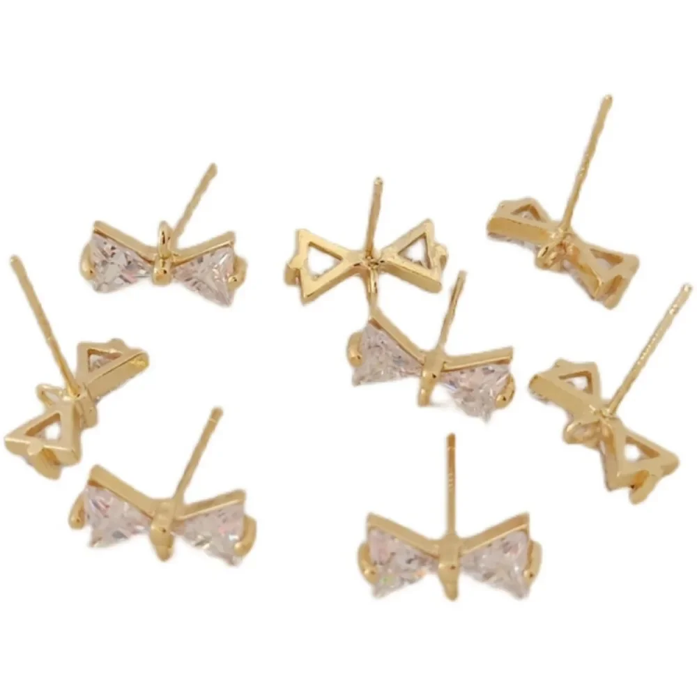 Ohrstecker aus 14 Karat vergoldetem S925-Silber mit Zirkonschleifen und Anhängerohrringen, handgefertigter DIY-Schmuck