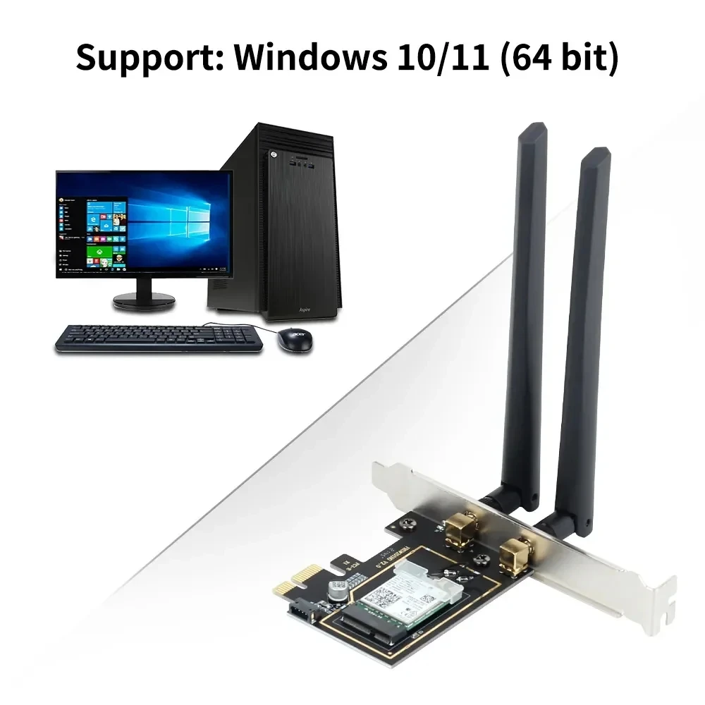 5374Mbps PCIE Wireless WiFi Adapter WiFi 6E AX210NGW 2.4G/5G/6Ghz For Bluetooth 5.3 802.11AX Network WiFi Card PC Win10/11