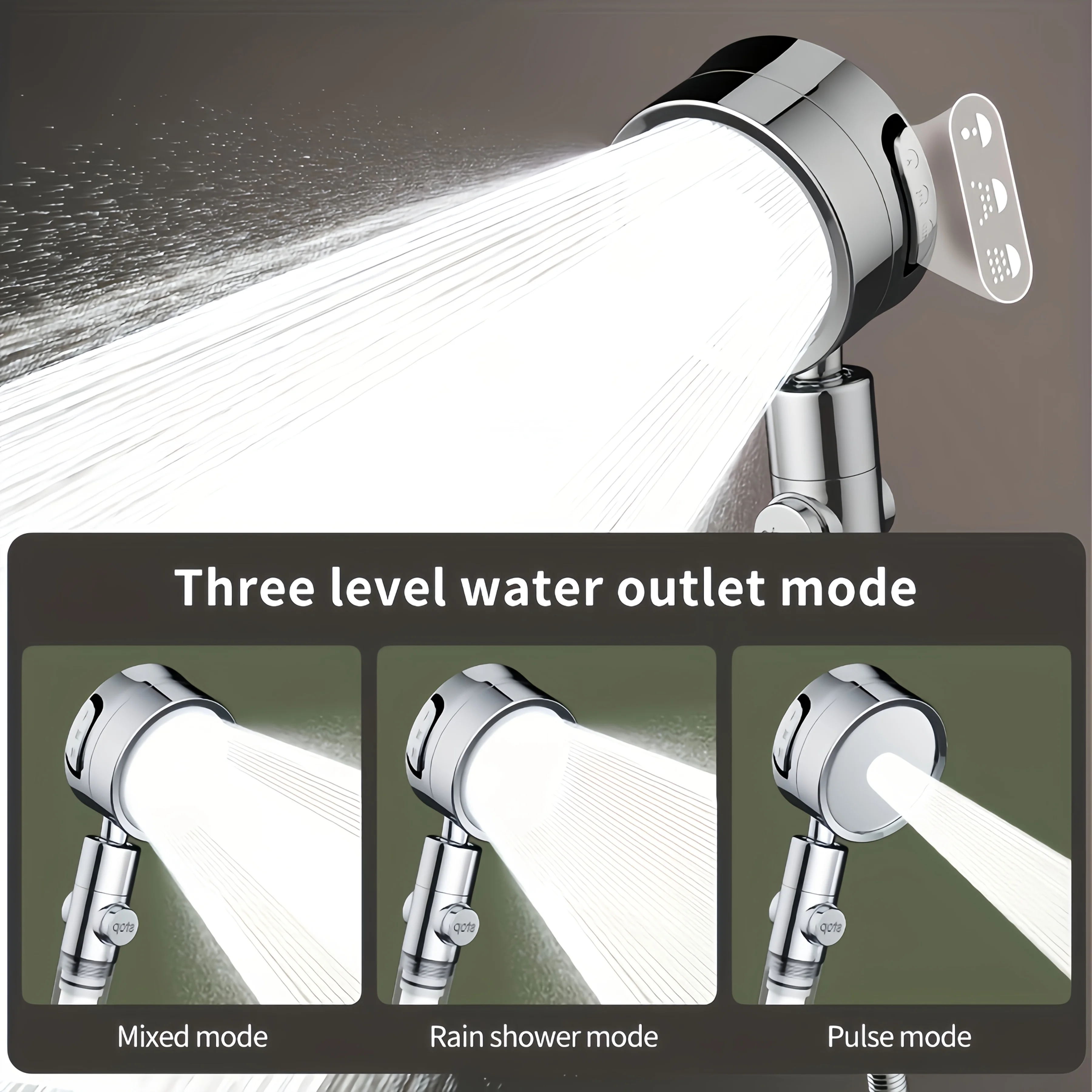 Visible Filter Window Handheld Shower 3 Modes 360° Rotate One-Click Stop 20/15/10 Filters Punch-Free Bracket Hose Home Use view 3