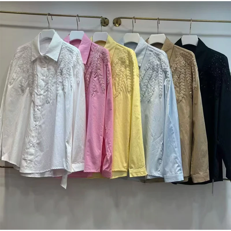 

Elegant Women's Long Sleeve Shirt Stand Collar Heavy Work Fashion Autumn Winter New Style Super Beautiful Unique High-End Fee...