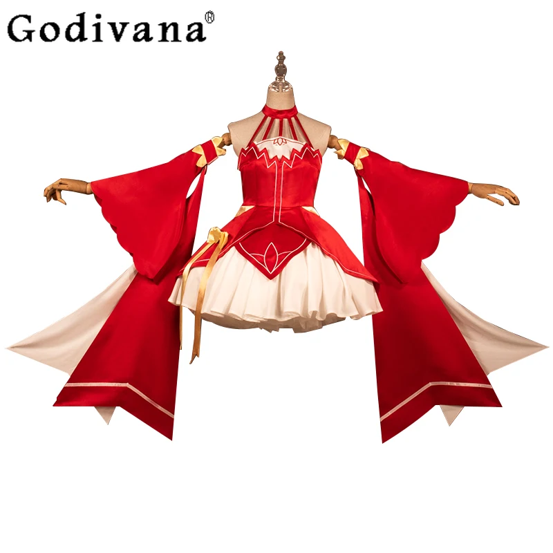 Halloween Uniform Princess Dress Set Women's Headwear Sock Accessories Red Cosplay Suits Female Anime Carnival Dress