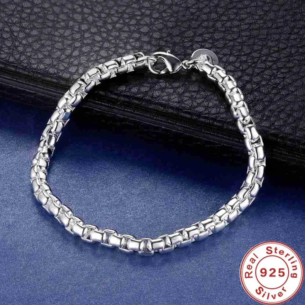 Fashionable 925 Sterling Silver 3 MM Venetian Chain Bracelet Women Men Luxury Party Wedding Accessories Jewelry Christmas Gifts