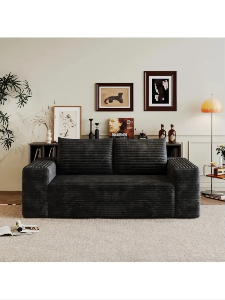 180cm Komfortables Cord-Sofa, Tiefes Zweisitzer-Sofa, Kleines Sofa ohne Gestell, Modulares Schwammsofa, Keine Montage Erforderlich, Kompressionssofa für Wohnzimmer, Schlafzimmer, Apartment