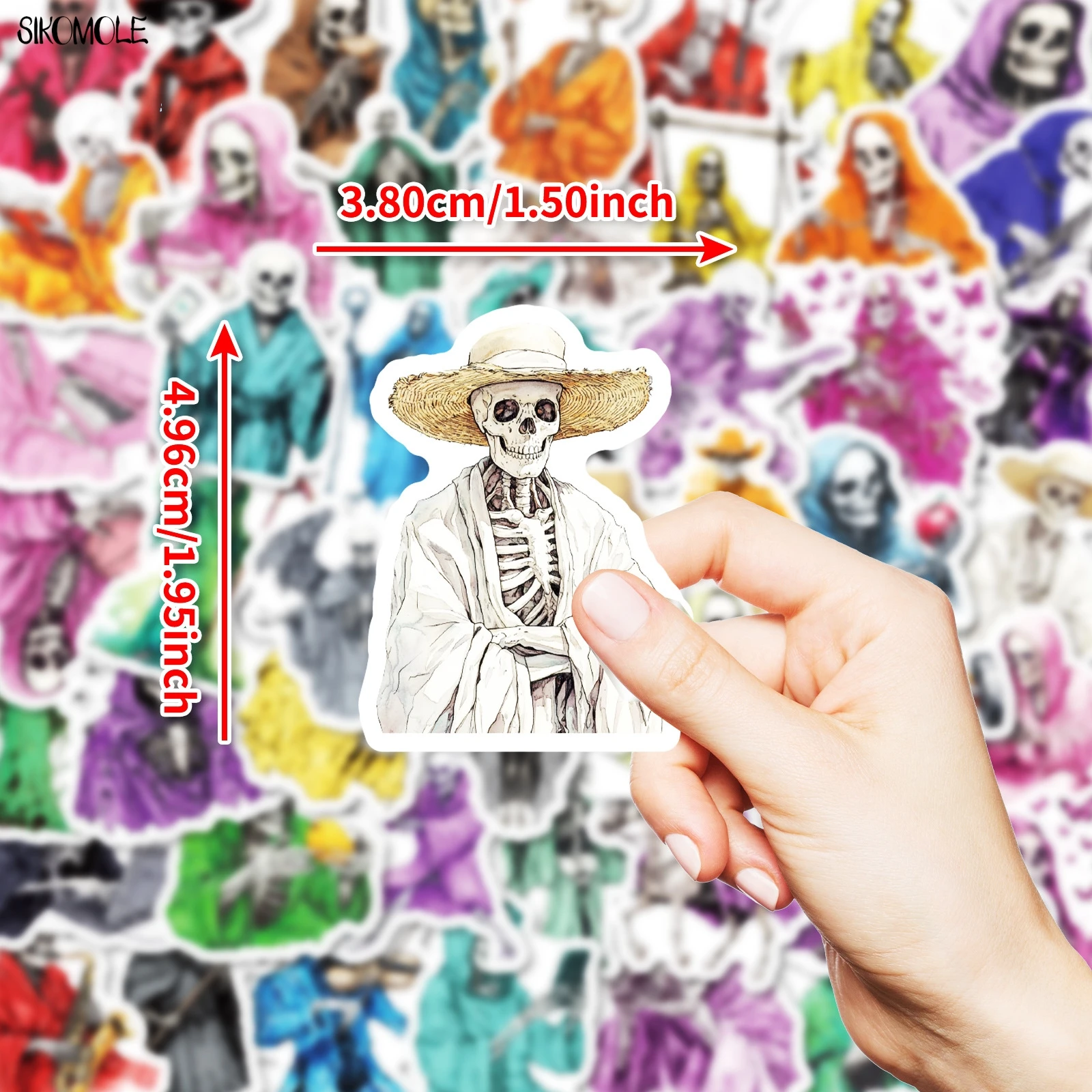 10/30/50pcs Cartoon Personalized Skeleton Gothic Style Stickers DIY Laptop Guitar Travel Luggage Skateboard Toy Graffiti Sticker