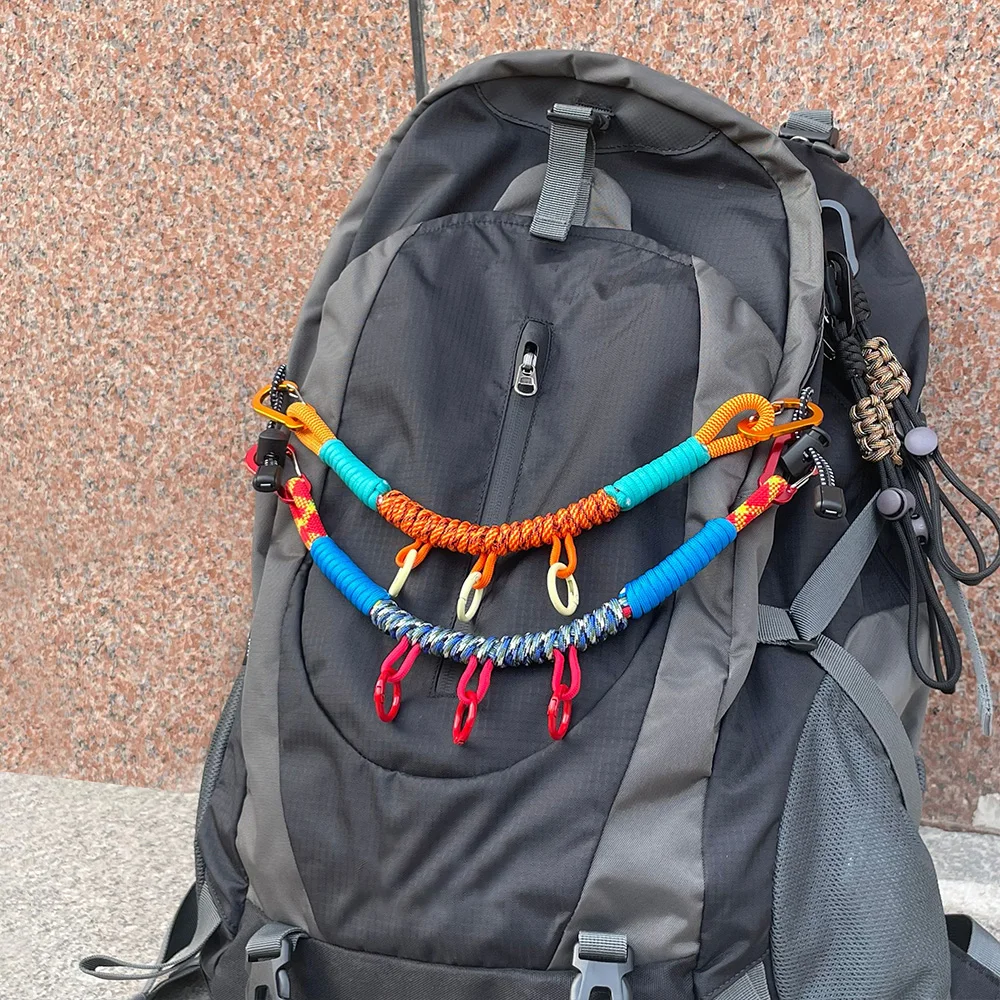 Handgewebter Seilrucksack, große Größe, mit mehreren Schnallen, Hängeseil, Wandertasche, dekorative Seilkette, Verlängerungsseil für Wandertaschen – Detail 3