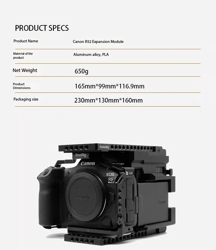 FusionRig para Canon R5 mark II Módulo de expansão de gaiola de câmera Cineback