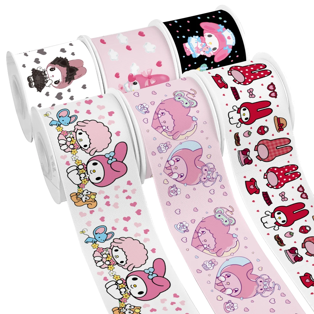 Japan Sanrio Cartoon My Melody Pattern Printed Grosgrain Satin Ribbon for Gift Wrapping Hair Bow Craft Accessory 50 Yards