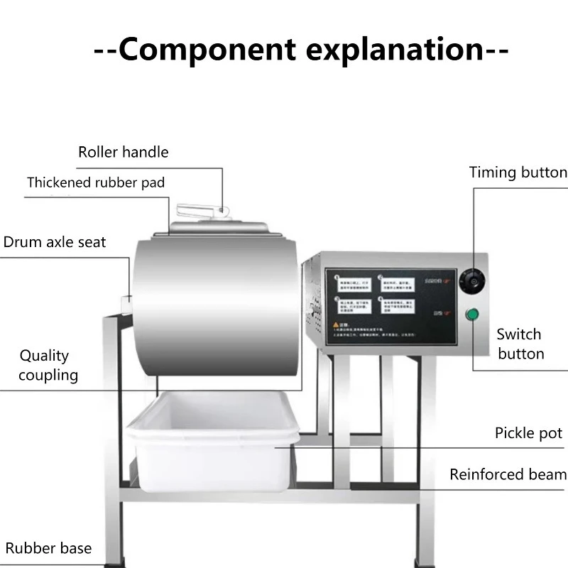 Electric Tumbler Chicken Duck Goose Pork Meat Processing Vacuum Marinating Machine