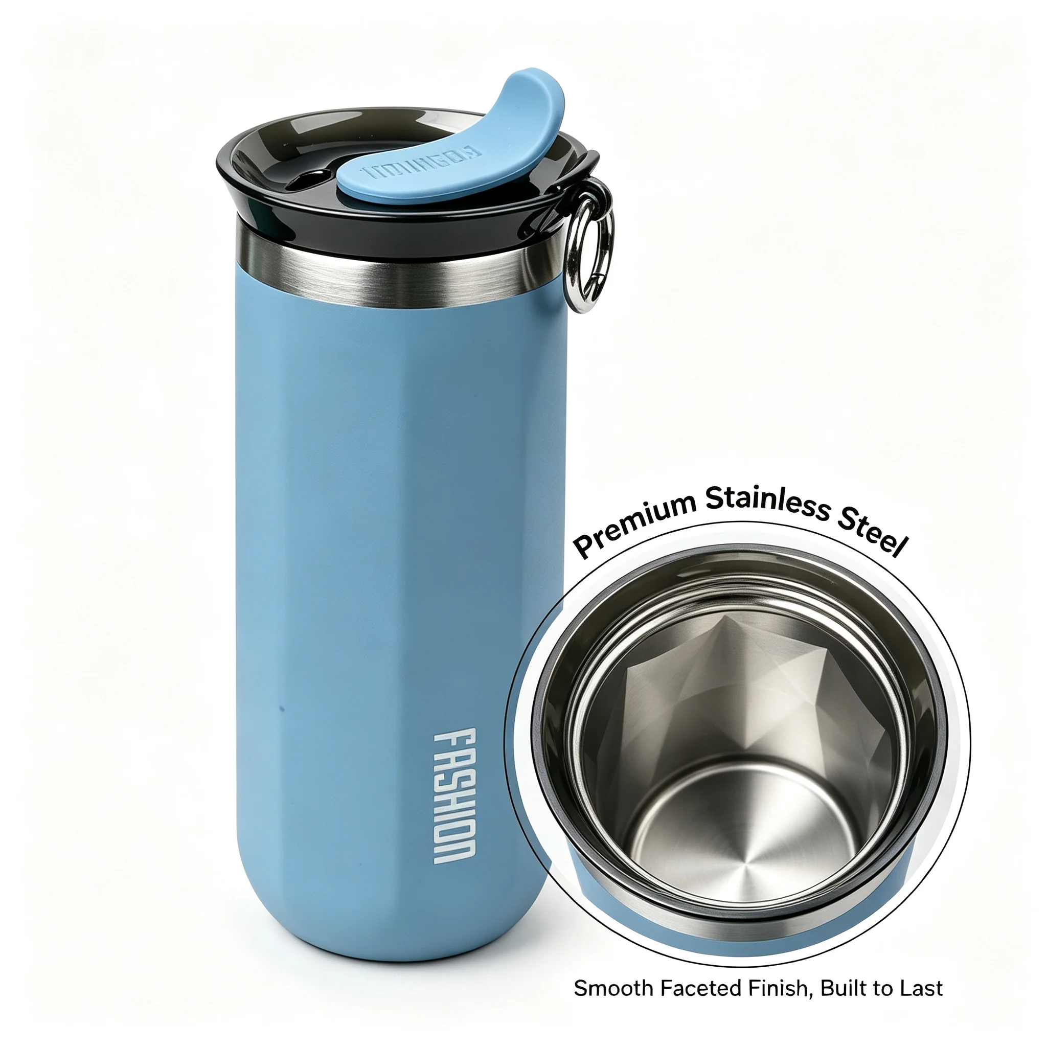 Vacuum Insulated Coffee Travle Mug Stainless Steel Thermo Bottle Cup Thermal Tumbler With Carrying Ring Flask for Hot Cold Drink
