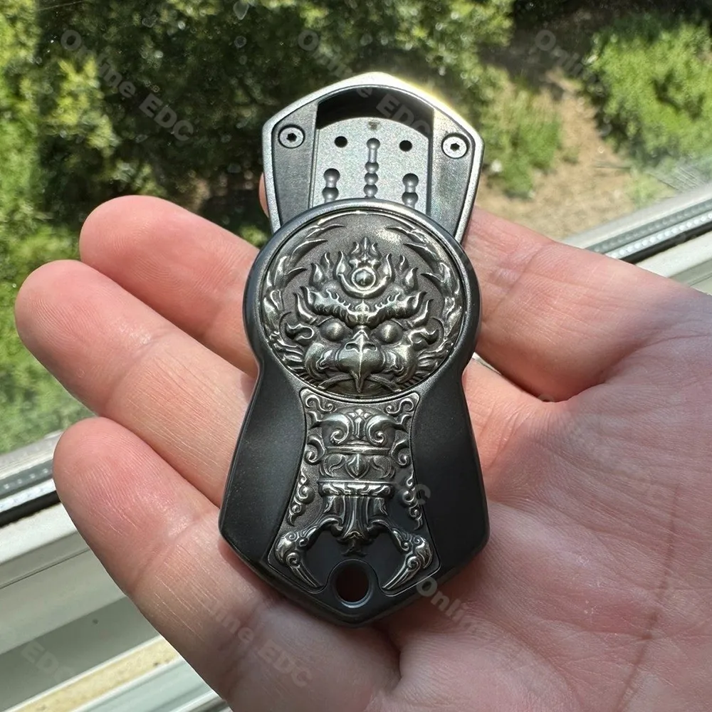 Gebruikt EDC Speelgoed CHIMAGO EDC Mechanische Push Slider Met Kralen Vier Magnetische Reliëf Patches Fidget Speelgoed Volwassenen Vinger Spinners