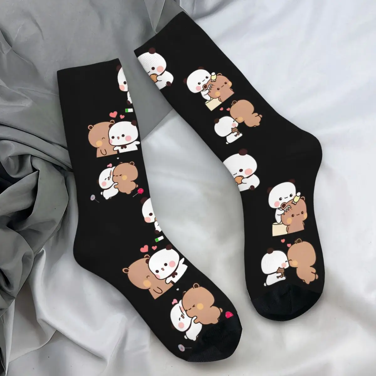 Bear And Panda Bubu Dudu Balloon Skateboard Stockings Design Funny Socks Autumn Anti Skid Socks Couple Running Soft Socks