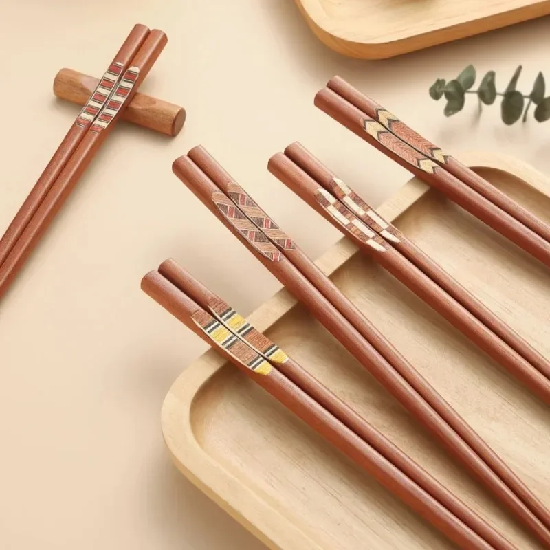 

Deluxe Cherry Wood Chopsticks Set Solid Wood Tableware Japanese Sushi Chopsticks Anti-skid Anti-mold Chinese Kitchen Accessories