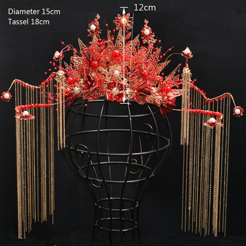 Vintage Hair Crown Women Chinese Traditional Jewelry Headdress Women Hanfu Crown Earrings Set Bridal Wedding Hair Accessories image 5