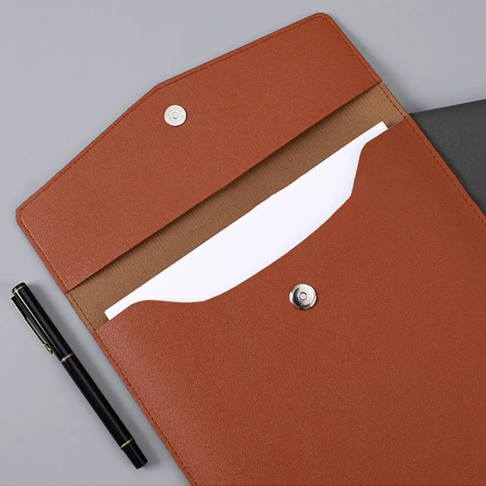 Leather A4 Storage File Bag Waterproof Large Capacity Data File Bag Thickened Portable Business Document Bag Office