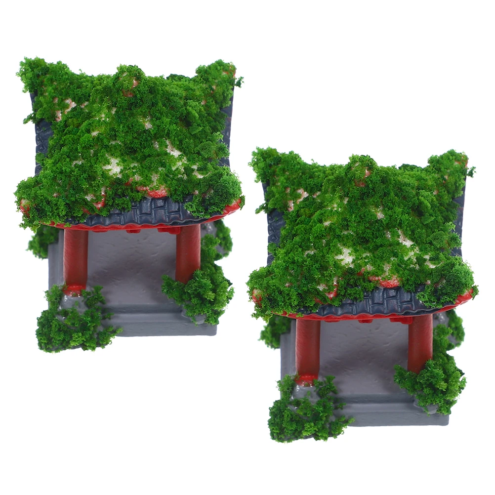 

Mini Pavilion Statue Realistic Resin Garden Ornaments Decorative Gazebo Figurine Bonsai Adornments Landscape Accessories