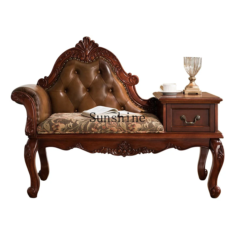 American retro solid wood phone casual European bedroom balcony princess decorative recliner