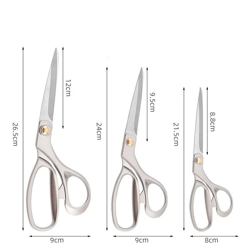 

Household 8 9 10 Inch Stainless Steel Tailor Scissors Alloy Handle Flat Tooth Dressmaking Sewing PU Leather Fabric Craft Shear