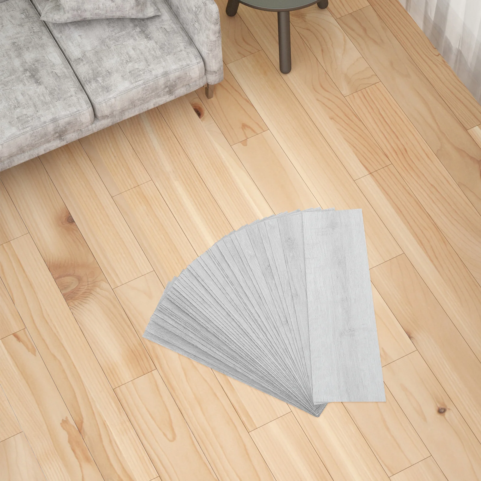 32 peças telhas de piso de grão de madeira casca e vara 18x6 polegadas piso autoadesivo à prova d'água resistente a arranhões para cozinha e banheiro