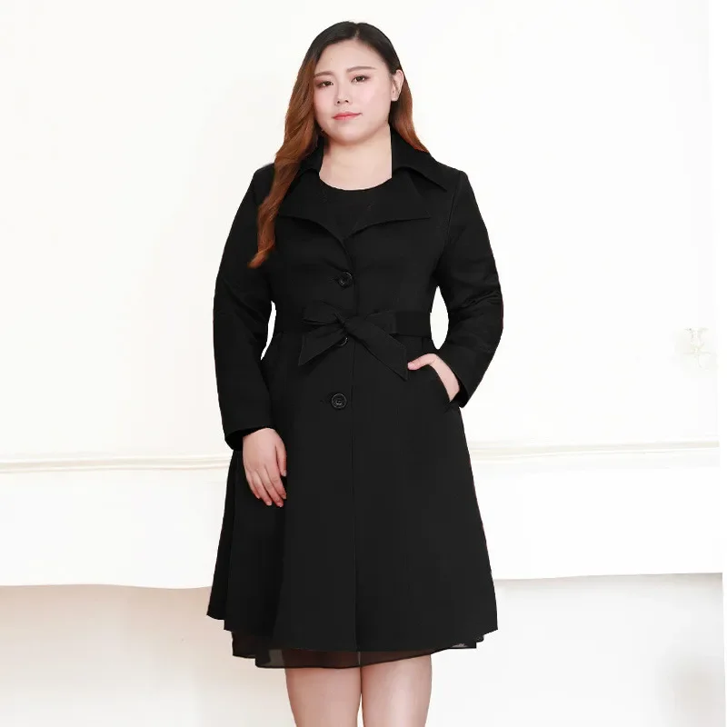 

Black Maxi Coat Women Winter Windbreaker Long Sleeve Korean Fashion Overcoat Plus Size Female Trench Coat Women 7xl 8xl 9xl 10xl