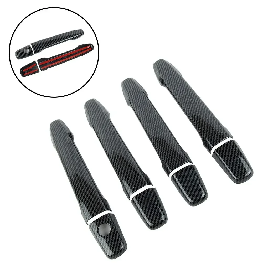 Sleek Carbon Fiber Style Door Handle Cover for Mitsubishi Lancer EX lution X Effortless Installation ABS Construction