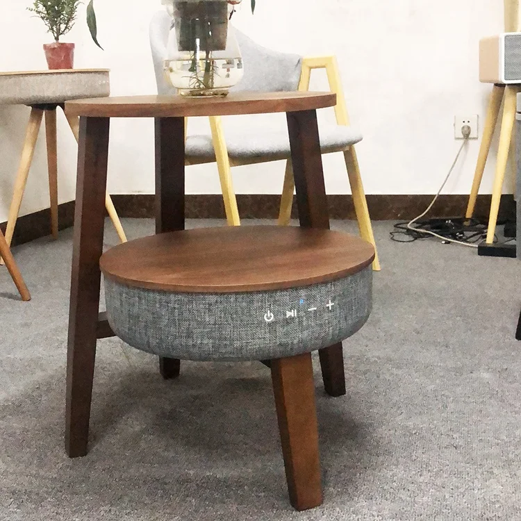 

Умная мебель для домашнего офиса, журнальный столик, деревянный прикроватный динамик, QI, беспроводной зарядный столик, Bluetooth-динамик