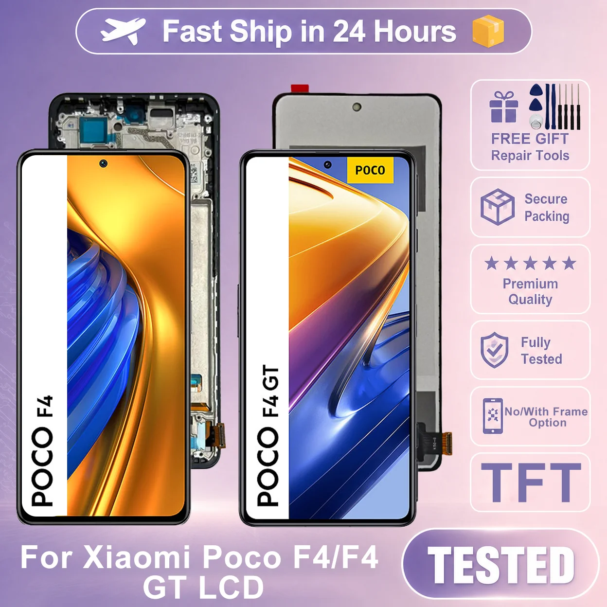 TFT For Xiaomi Poco F4 LCD 22021211RG Touch Screen Digitizer Assembly For Xiaomi Poco F4 GT Display 21121210G LCD Replacement