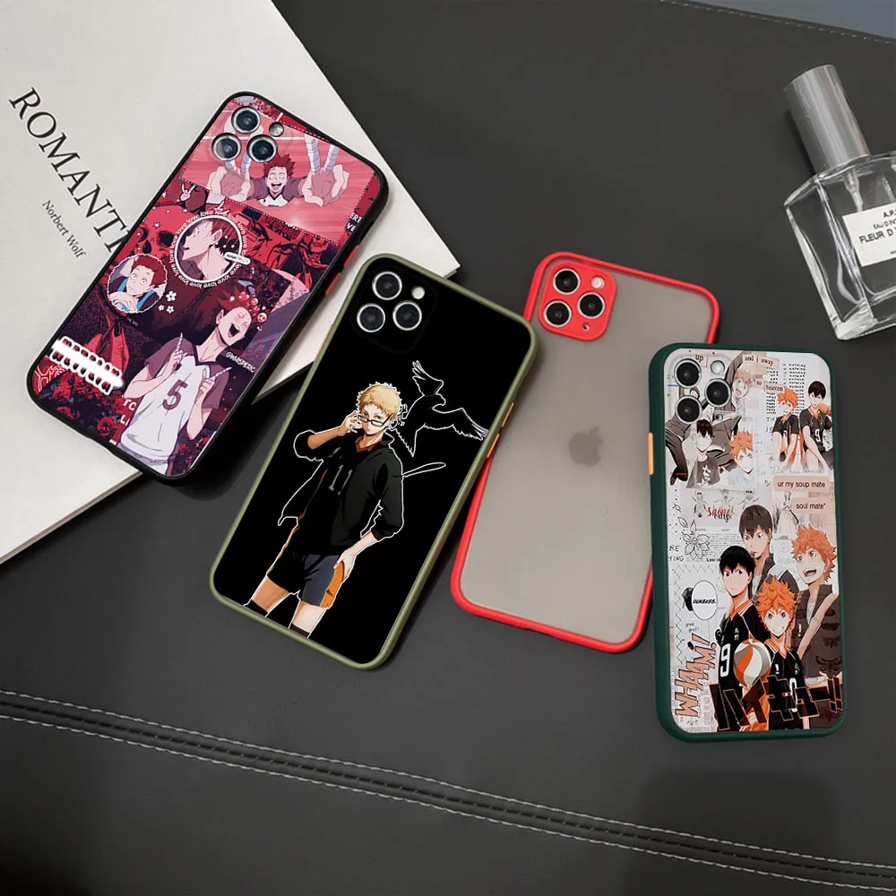 Cases For iPhone 16 15 14 7 8 Plus 13 12 11 Pro Max XS X 13Mini XR SE Haikyuu Hinata Comic Frosted Translucent Fundas Phone Case