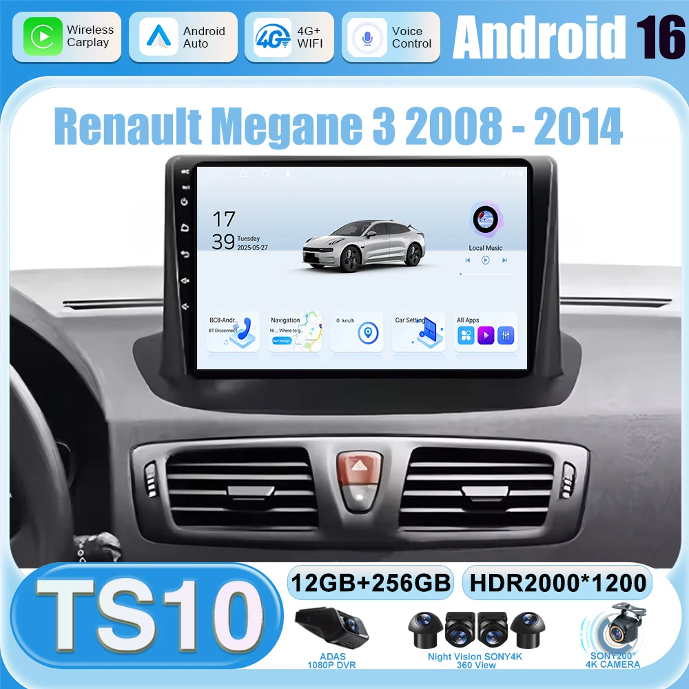 

Беспроводной CarPlay для Ford C-MAX, Kuga 2, Escape 3 (2012-2019), автомобильная магнитола с CarPlay, GPS, Android 16, автоэкран, стереосистема, 5G Wi-Fi, видео, DVD