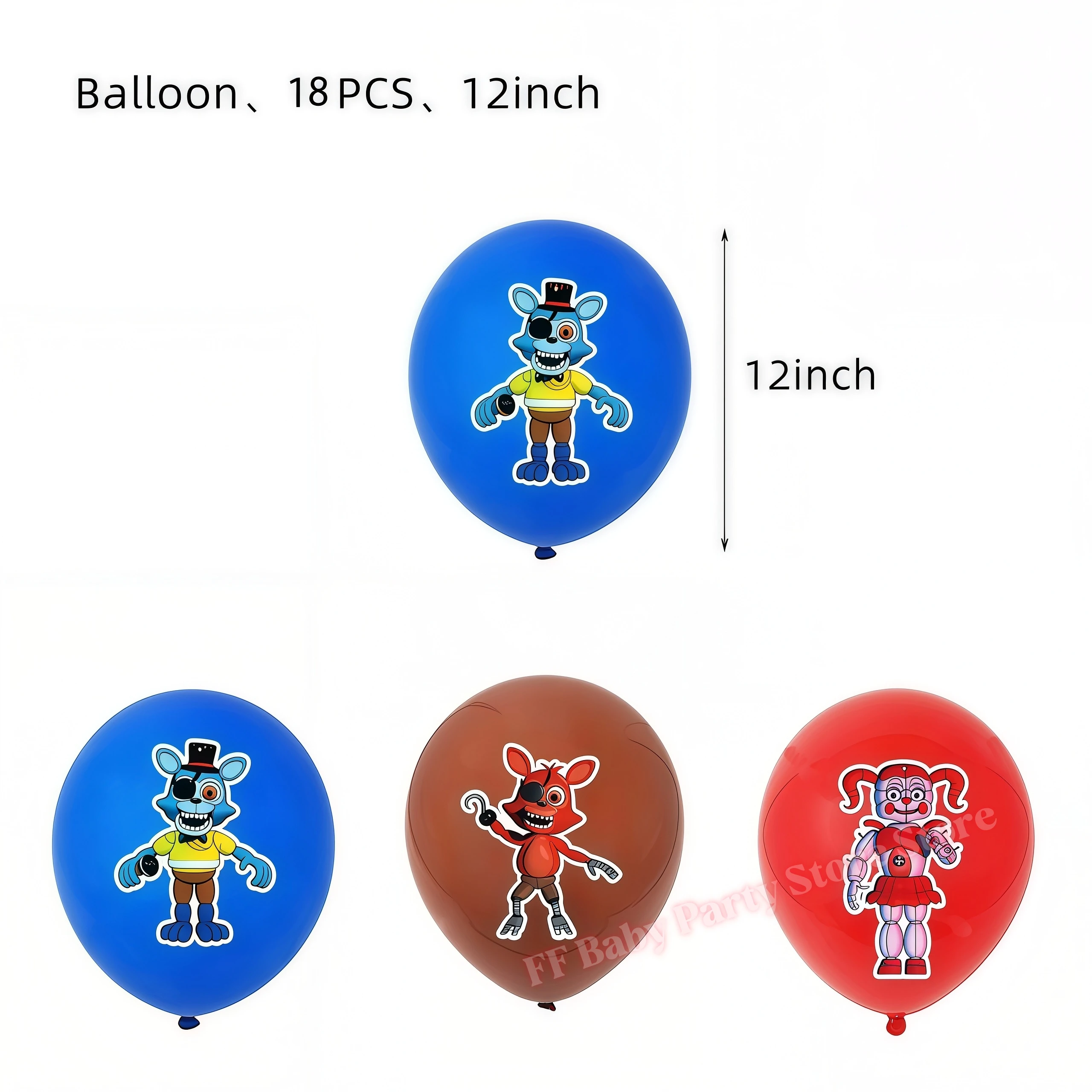 Five Nights Bear Geburtstagsparty-Dekorationen: Teller, Becher, Hintergrund, Freddy-Ballon für Kinderpartys, FNAFs Event-Zubehör und Geschenke – Detail 10