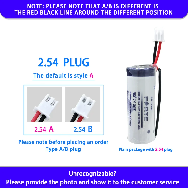 

Forte CR17450 Add XH2.54 Plug 3V Disposable Lithium Manganese Battery Intelligent Instrument Indicator Smoke Detector