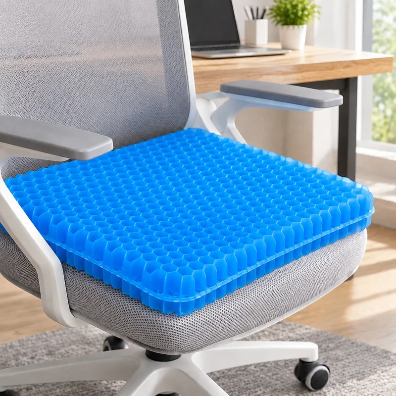 Ergonomic Gel Honeycomb Seat Cushion for Back and Tailbone Relief, Pressure-Distributing Pad Ideal for Office Chairs, Vehicles