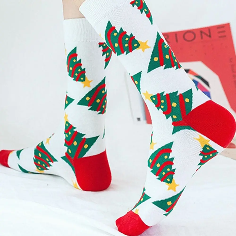 Breathable Cotton Hosiery Snowflake Christmas Tree Girls Gift Mid-Tube Socks Women Socks Christmas Socks Korean Style Socks