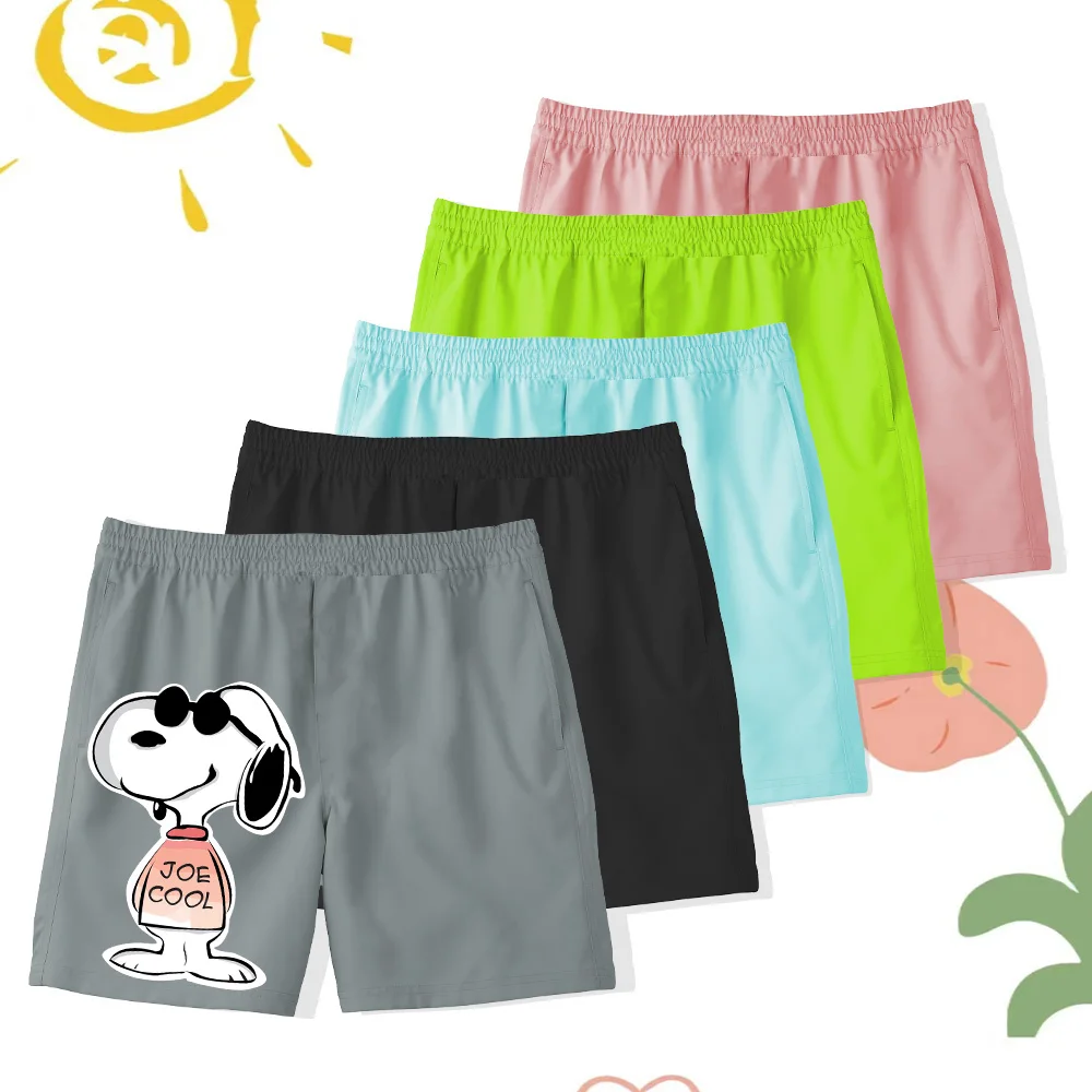 Snoopy Cartoon Print Boys Girls Swimming beach pants Puppy Kawaii Clothing Summer Casual sports shorts Outdoor vacation style