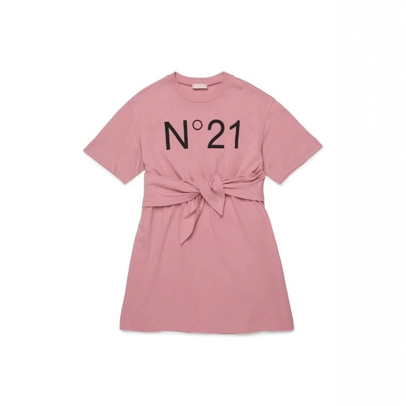 

Детское повседневное платье Mother Kids 2026, новый стиль – розовое с принтом – хлопковое платье с коротким рукавом для девочек