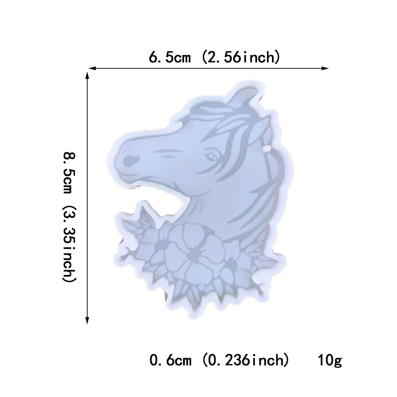 قالب سيليكون لسلسلة المفاتيح على شكل حصان مع فتحة حلقة مفاتيح مصنوعة يدويًا