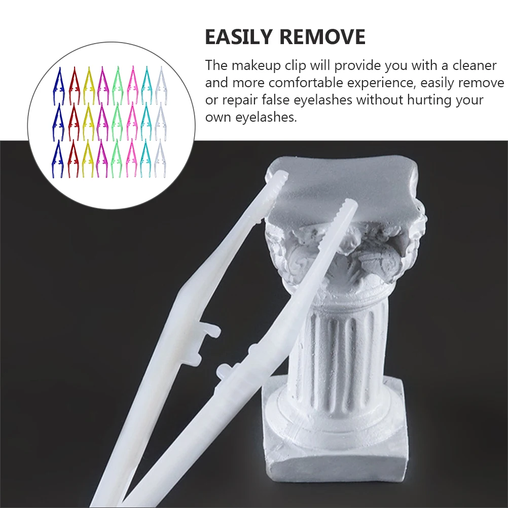 

24pcs Disposable Plastic Beauty Tweezers Makeup Clips Tools Eyelash Curler False Lashes Easy Clean Humanized Design