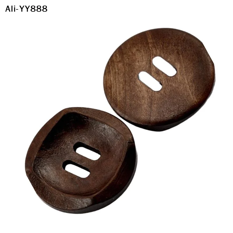 【YY88】50pcs 30mm Wood Sewing Buttons Scrapbooking 2 Holes Round Coffee Buttons Sewing Accessories Clothes DIY Craft Home Decor