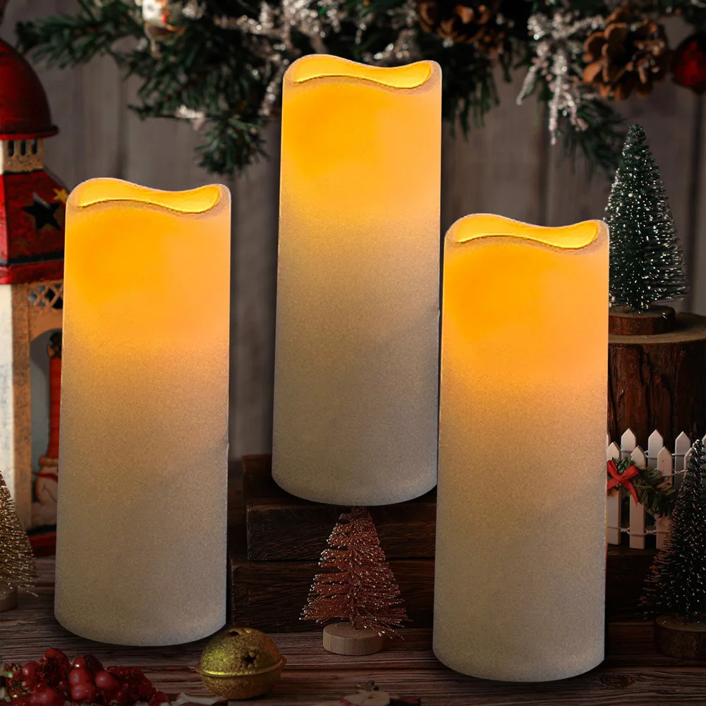 2PCS Flickering Flameless Candles Candles Battery Operated LED Pillar Candles With Remote & Timer Waterproof Outdoor Home Decor