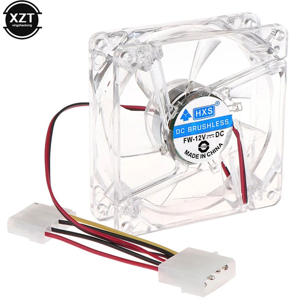 New PC Computer CPU Fan 80mm Cooling Fan with Blue Led Light 8025 8cm Silent DC 12V LED Luminous Chassis Molex 4D plug Axial fan