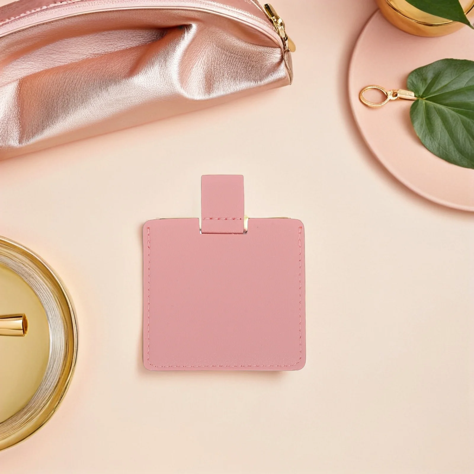 Miroirs de maquillage compacts portables 4 pièces, mini miroir pour sac à main, en PU résistant aux rayures, en acier inoxydable, miroir de poche de voyage