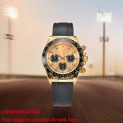 Man Watch VK63 Chronograph Panda Three Eye Quartz Watch Watches for Men VK63 Movement Rubber Strap Sapphire Glass Waterproof ﻿