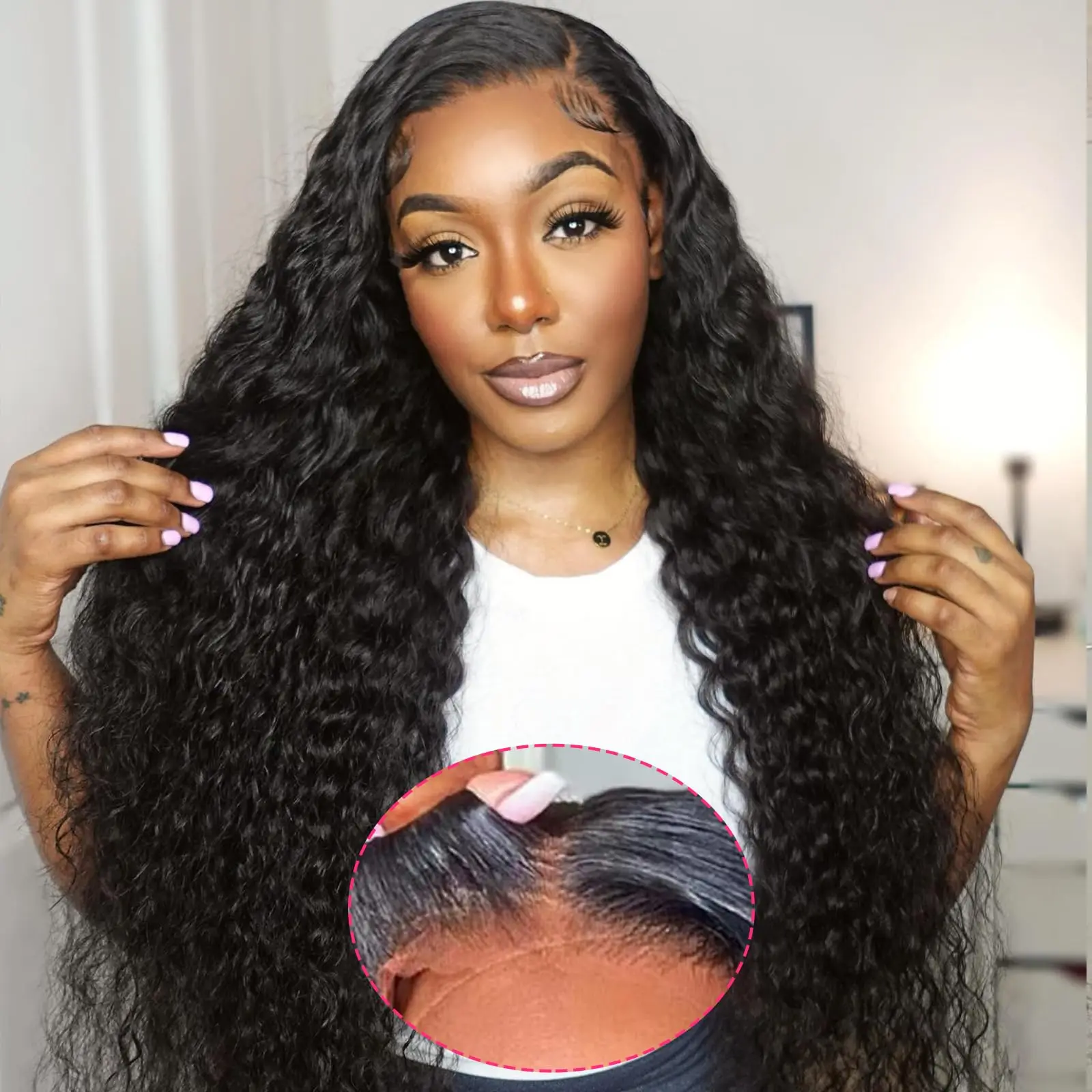 

Wear And Go Glueless Wigs Human Hair Pre Cut Lace Closure Wigs Curly Ready to Wear Deep Wave Lace Front Wigs Pre Plucked 5x5 4x4