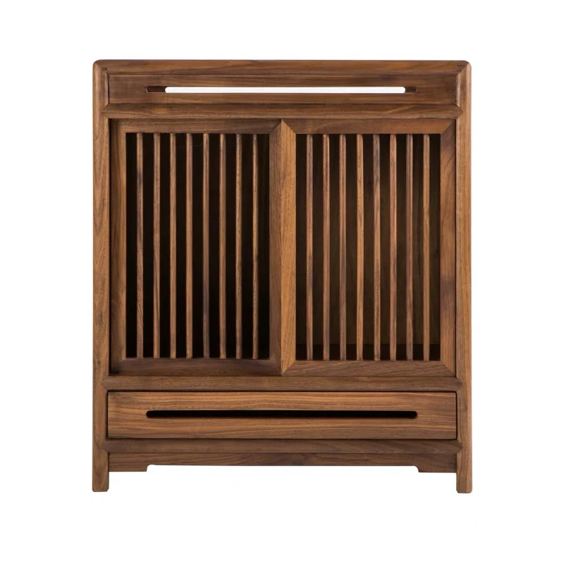LTT New Chinese Tea Cabinet Solid Wood Integrated Living Room Zen Tea Side Cabinet Locker