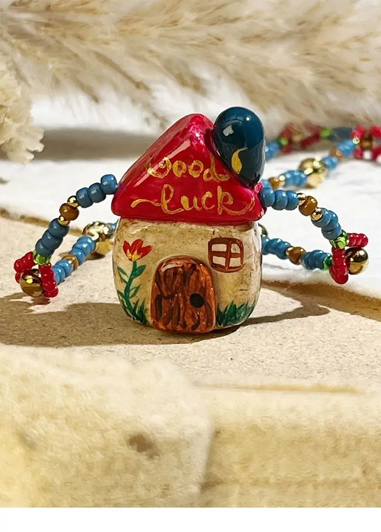 Elf Little House Good Luck Design Niche Handmade Necklace Women's Clavicle Chain