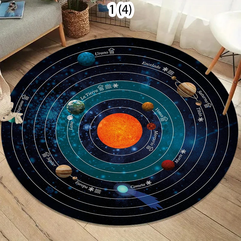 Solar System Carpet Mat Rug Home Decoration Living Room Floor Rug Planet Pattern Space Style Educational Indoor Area Rug