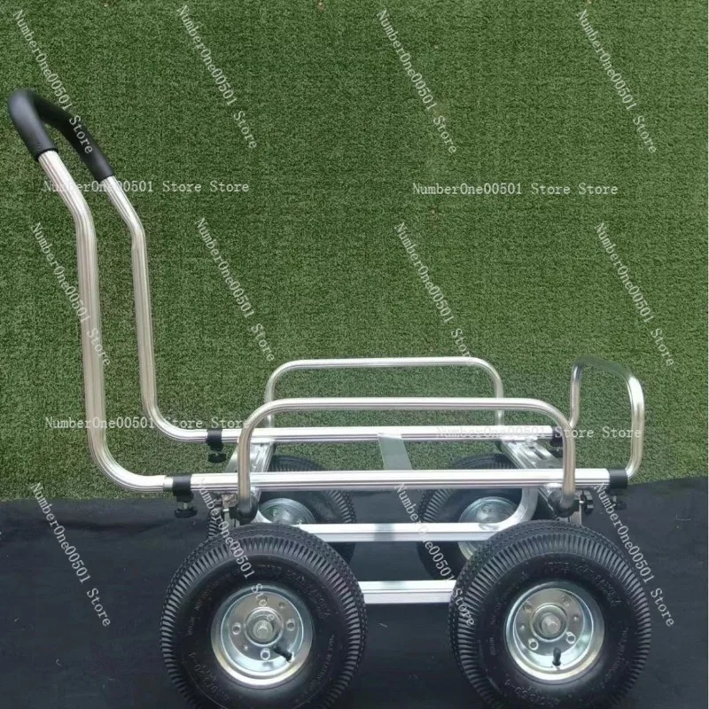 Aluminum Four-wheeled Multi-function Cart Silent Flat-panel Hand-pushed Tool Cart Household Truck Aluminum Light Wheeled Cart
