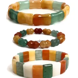 2023 New Natural Stone bone Bracelets Candy Colors Quartz Crystal Beads Beaded Stretch Bracelets Bangles For Women Men