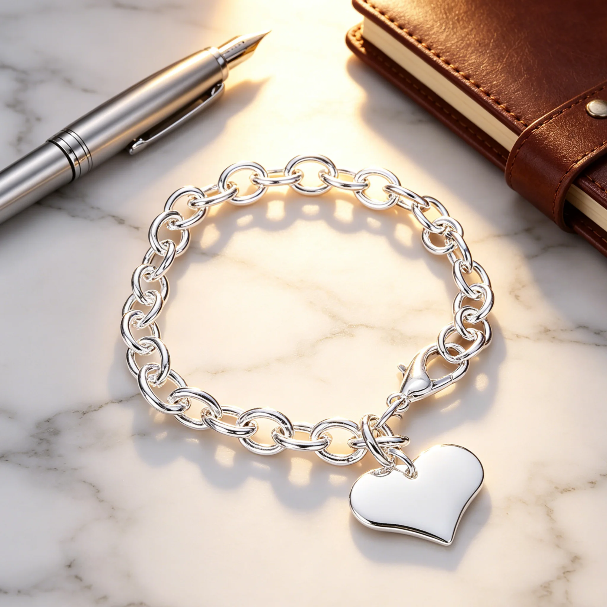 New Custom heart card pendant 925 Sterling silver Bracelet for woman Street Versatile jewelry Wedding party fashion Holiday gift